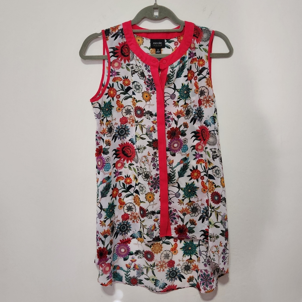 White & Pink Floral Tank